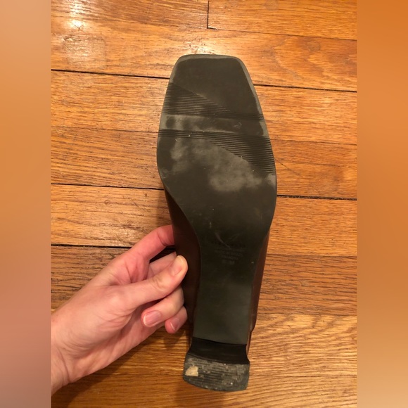 Vintage 90s Sam & Libby leather square toe mules brown 8 1/2 - Picture 8 of 8